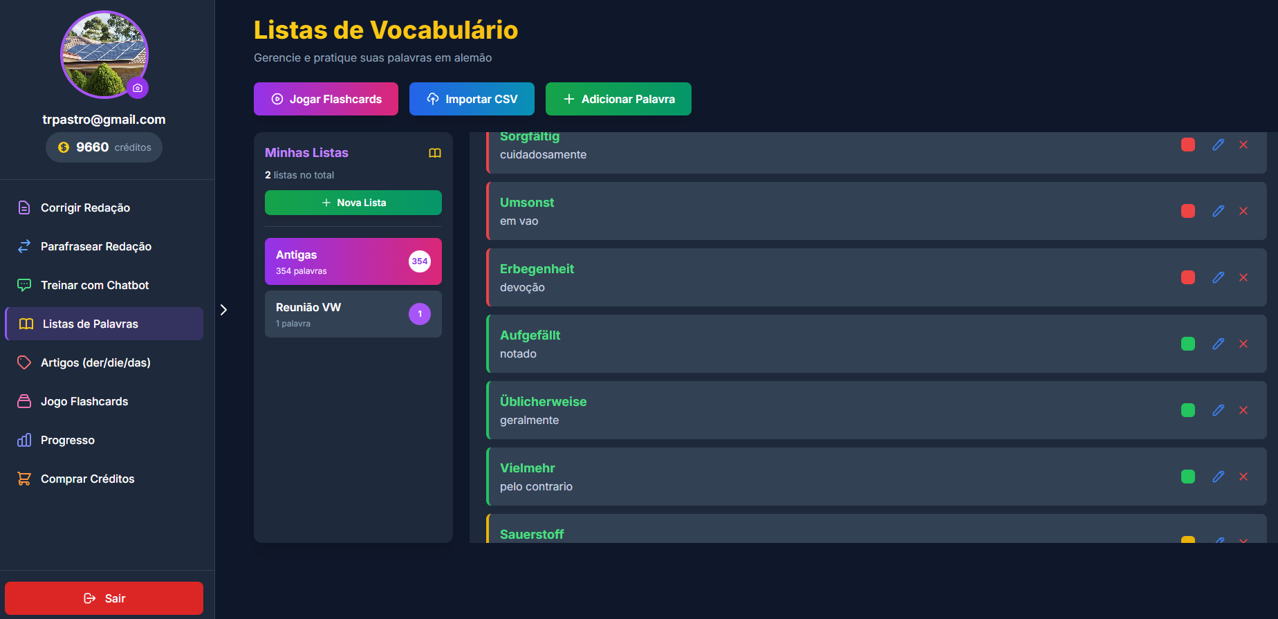 Listas de Vocabulário